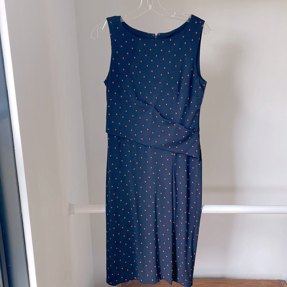 Ann Taylor Size 2 Navy w/ Red Polka Dot Dress